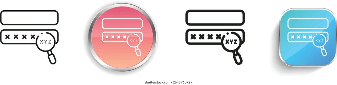 password icon. Thin Linear, Regular and Button Style Design Isolated On White Background
