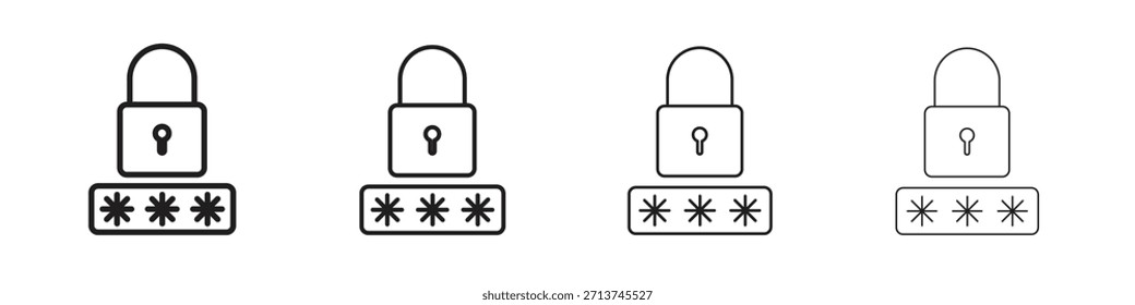 Password icon. Vector isolated pictograms.