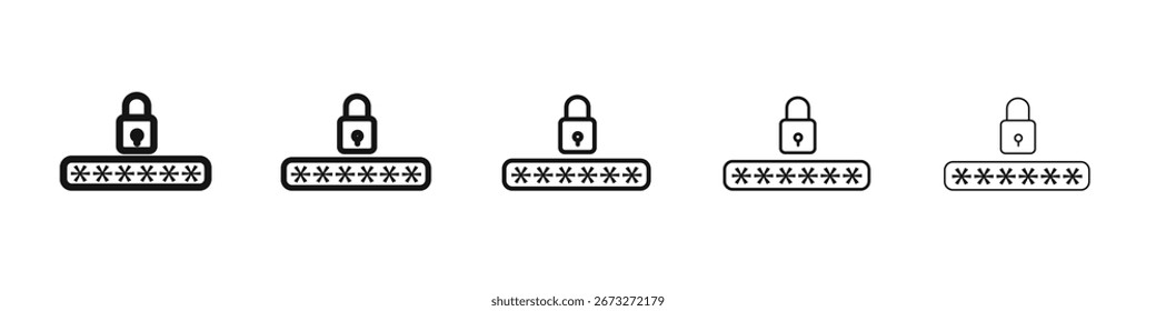 Icono de Contraseña Conjunto de esquema de Vector Ilustración