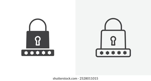 Password icon vector icon set in black and white color.