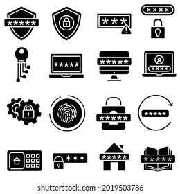Password icon vector set. protection illustration sign collection. security symbol or logo.