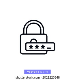 Password icon vector stock illustration design template. Editable stroke.