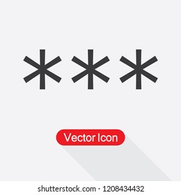 Password Icon,Asterisk Symbol Icon Vector Illustration Eps10