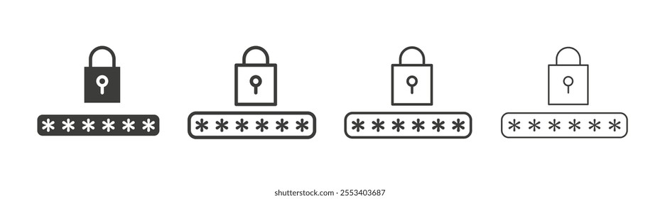 Password icons collection. vector set in black color