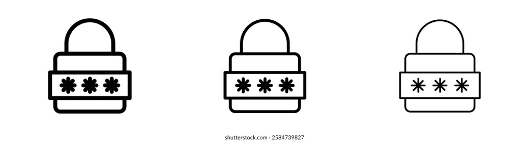 Password icons in three different stroke lines