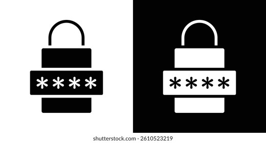 Password icons vector set in solid flat style