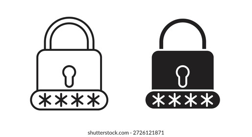 Iconos de Contraseña símbolo de Vector con trazo editable y versiones planas