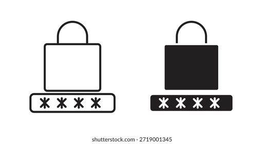 Password icons, vector symbols. filled flat sign