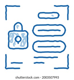 password for identity sketch icon vector. Hand drawn blue doodle line art password for identity sign. isolated symbol illustration