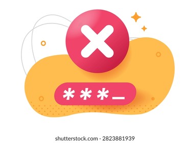 Password incorrect login icon vector graphic, modern security authentication access denied illustration, invalid wrong fail passcode concept, warning account signin clip art 