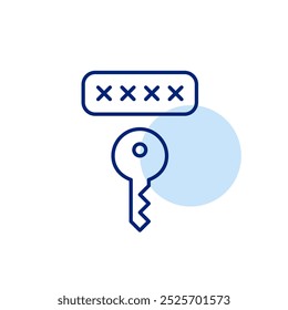 Kennworteingabefeld und -taste. Zweistufige Sicherheitsüberprüfung. Pixel perfektes Vektorsymbol
