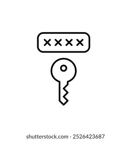 Password input box and key. Two-step security verification. Pixel perfect, editable stroke icon