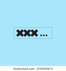 Password input field vector illustration on blue background. Hidden code input. Log in field