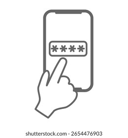 Entrada de senha na tela de login do smartphone