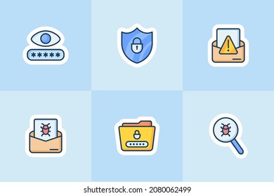 password input security badge and email spam malware bugs icon for sticker or stickers set collection