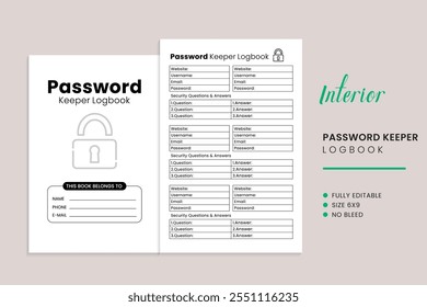 Password Keeper Logbook Kdp Interior Template