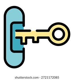 Icono de clave de Contraseña. Esquema Contraseña clave Vector icono de color plano aislado