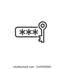 Password key line icon. linear style sign for mobile concept and web design. Security password outline vector icon. Symbol, logo illustration. Vector graphics
