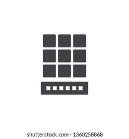 Password keypad vector icon. Cyber security code lock filled flat sign for mobile concept and web design. pin code keyboard glyph icon. Symbol, logo illustration. Pixel perfect vector graphics