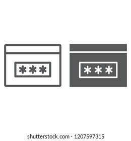Password line and glyph icon, security and access, browser sign, vector graphics, a linear pattern on a white background, eps 10.