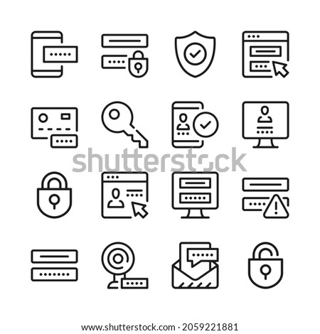 Password line icons set. Modern graphic design concepts, simple outline elements collection. Vector line icons