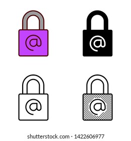 Password Lock Icon in Different Color and Style