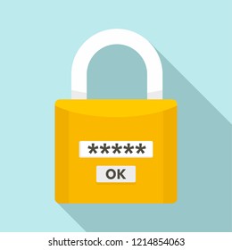Password lock icon. Flat illustration of password lock vector icon for web design