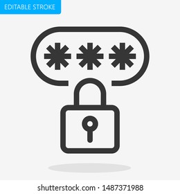 Password Lock Icon Pixel Perfect Editable Stroke Vector