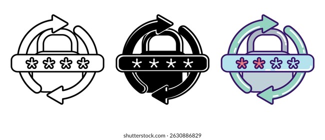 Password Lock icon represented by Password, padLock Line, Filled, Color style.