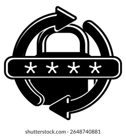 Password Lock icon represented by Password, padLock Black Filled style.