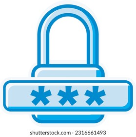 The password lock icon represents the safety and security of the password. This design can be used as a decorative illustration with the theme of cyber security.