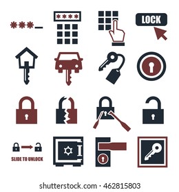password, lock icon set