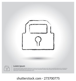 password lock icon, Sketch Doodle pictogram icon on gray background. Vector illustration