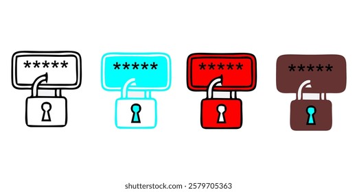 Password lock icon for web and mobile applications vector illustration