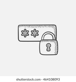 Contraseña con icono de boceto de bloqueo para web, móvil e infografía. Icono aislado del vector dibujado a mano.