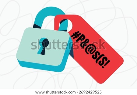 Password and lock, technology security illustration