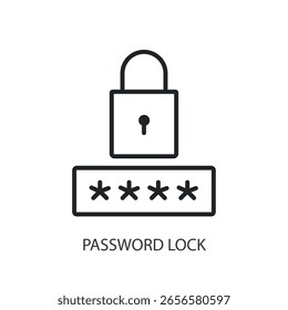 Password lock thin line vector icons.