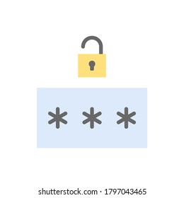 Password lock unlock icon. Simple color vector elements of hacks icons for ui and ux, website or mobile application