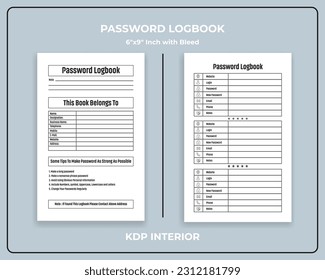 Password Log book KDP Interior