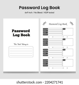 Password Log Book kdp tracker interior website information notebook.Logbook interior template.Password tracker.