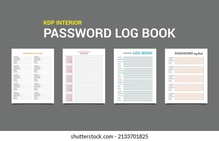 Password log book template and password tracker template design..eps