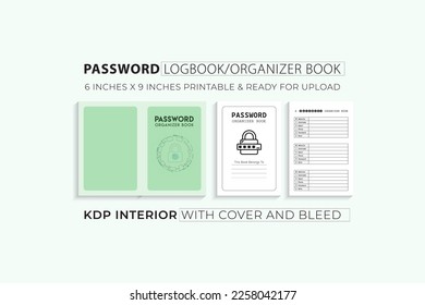 PASSWORD LOGBOOK OR ORGANIZER BOOK with Cover and Bleed.