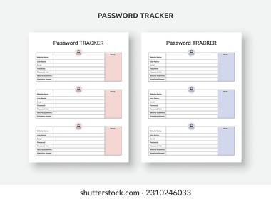 Password logbook and tracker, Internet address and password logbook