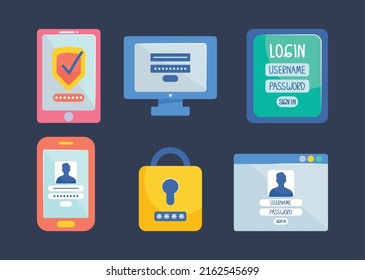 password and login icon set