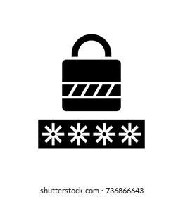 password - login lock icon, vector illustration, black sign on isolated background