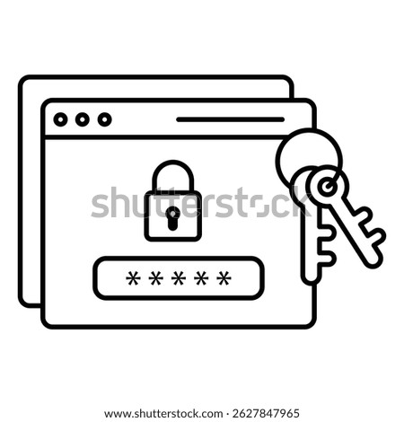 Password Management Icon With User Lock, Key, And Authentication Elements
