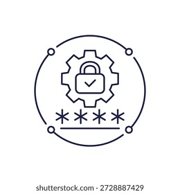 Icono de administrador de Contraseña en diseño de línea con un candado
