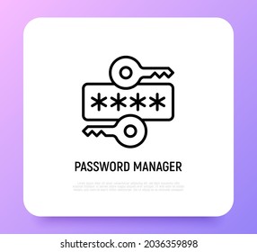 Password manager thin line icon. Key and secret code. Data protection. Modern vector illustration.