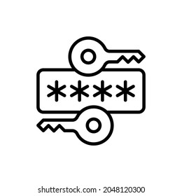 Icono de línea delgada del administrador de contraseñas. Clave y código secreto. Protección de datos. Ilustración vectorial moderna.