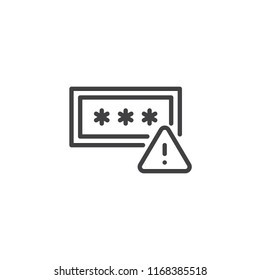 Password notification outline icon. linear style sign for mobile concept and web design. Security alert simple line vector icon. Symbol, logo illustration. Pixel perfect vector graphics